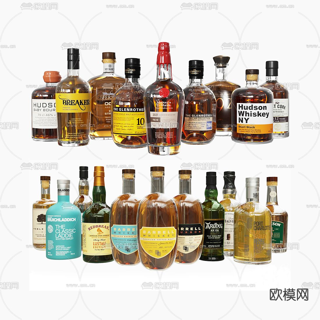现代威士忌洋酒饮料3d模型下载
