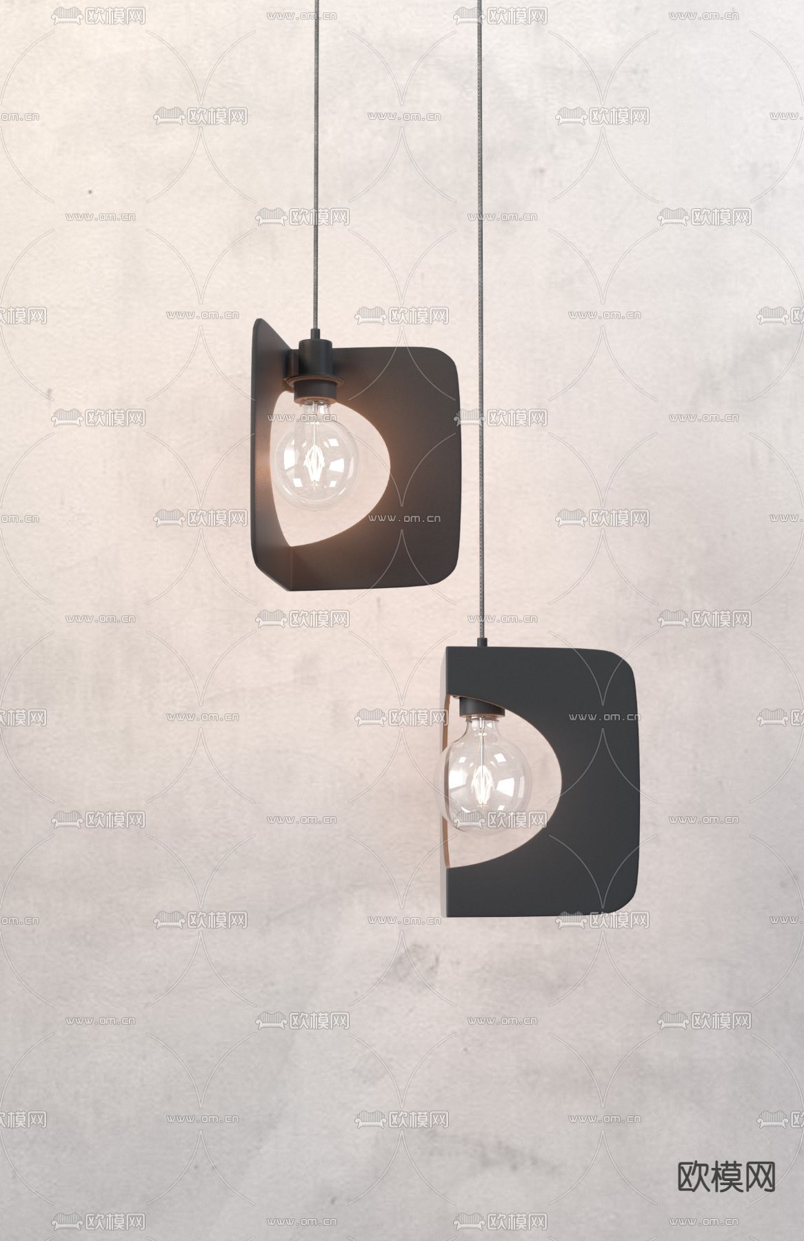 工业风金属吊灯3d模型下载（渲染图4）