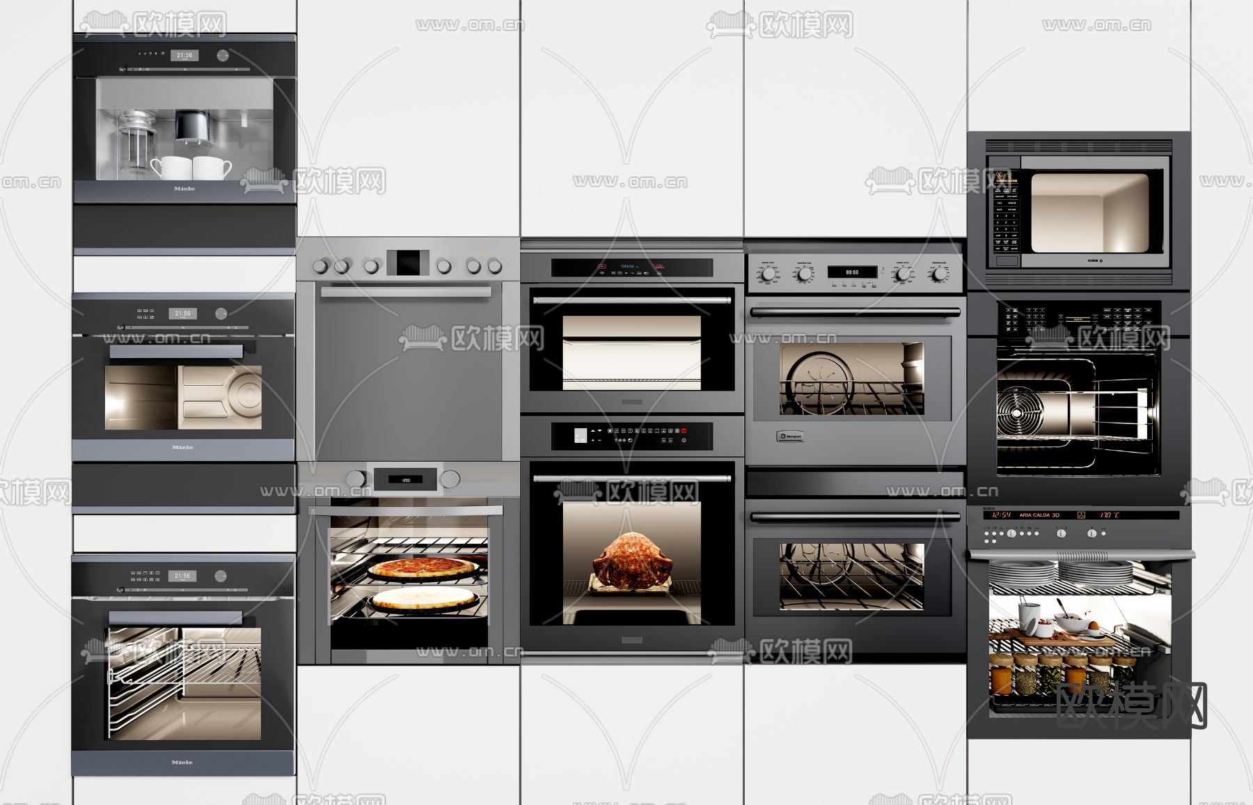 现代烤箱微波炉su模型下载（渲染图1）