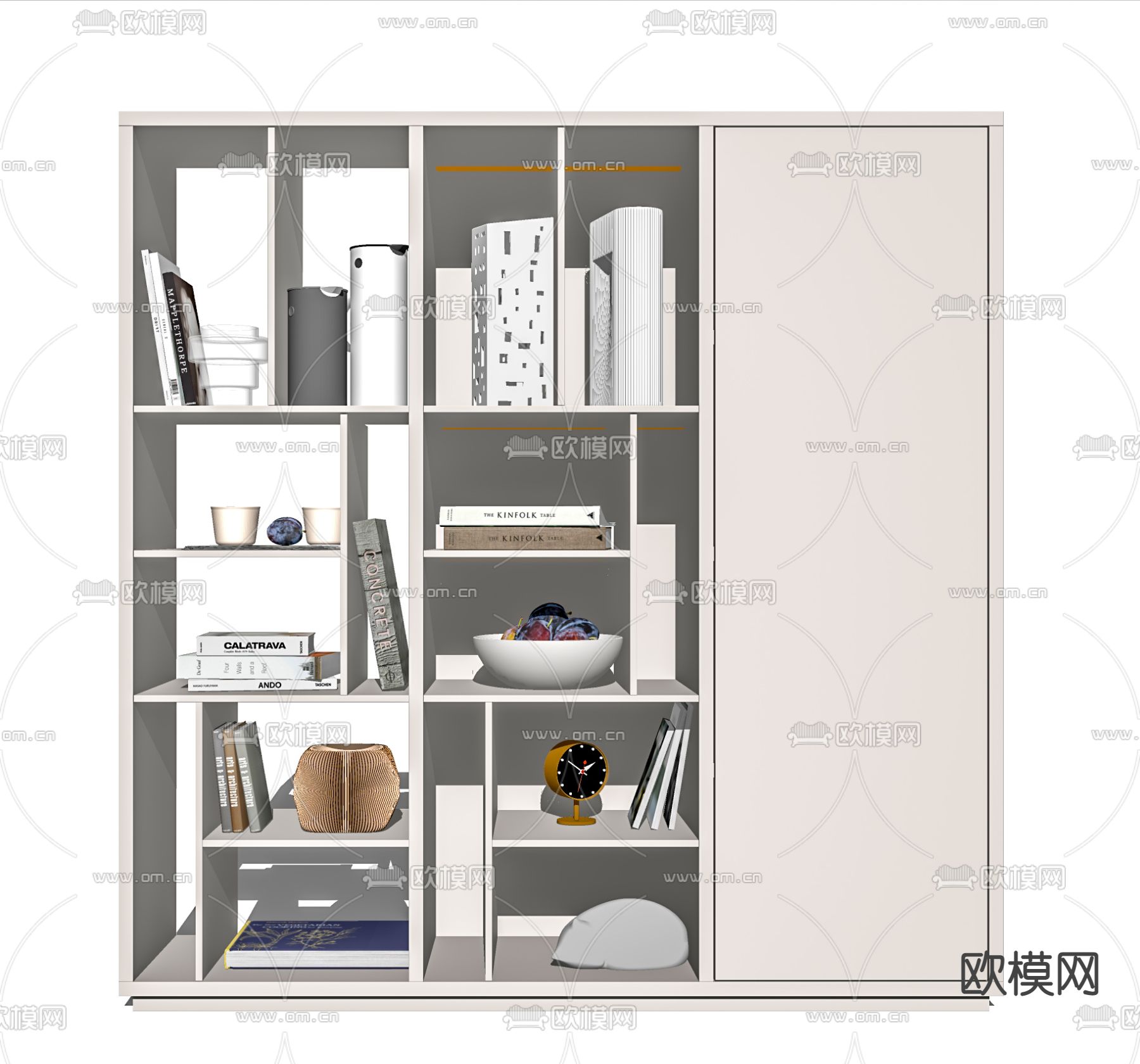 现代书柜装饰柜su模型下载（渲染图2）