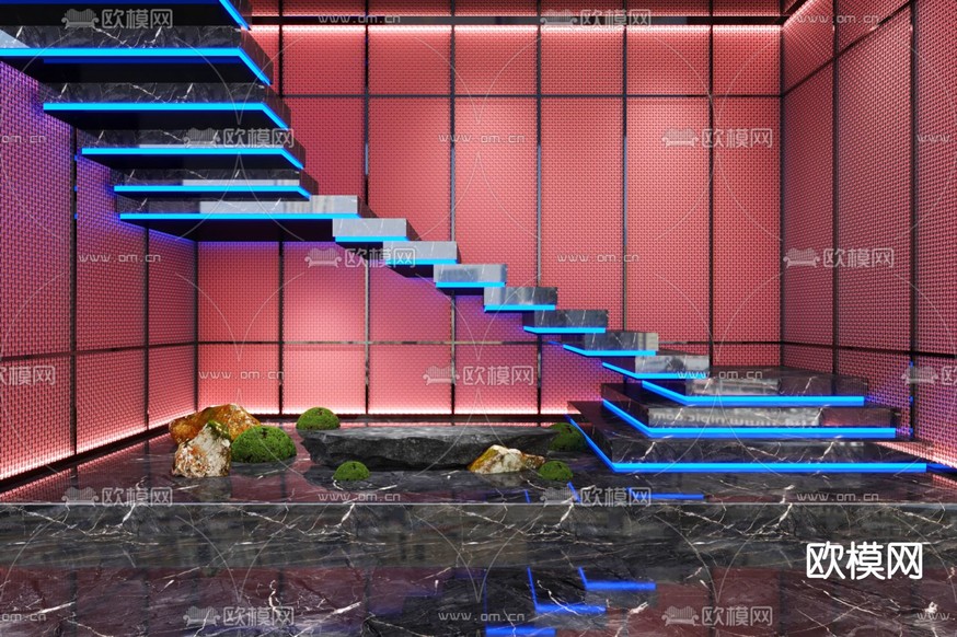 现代楼梯间3d模型下载
