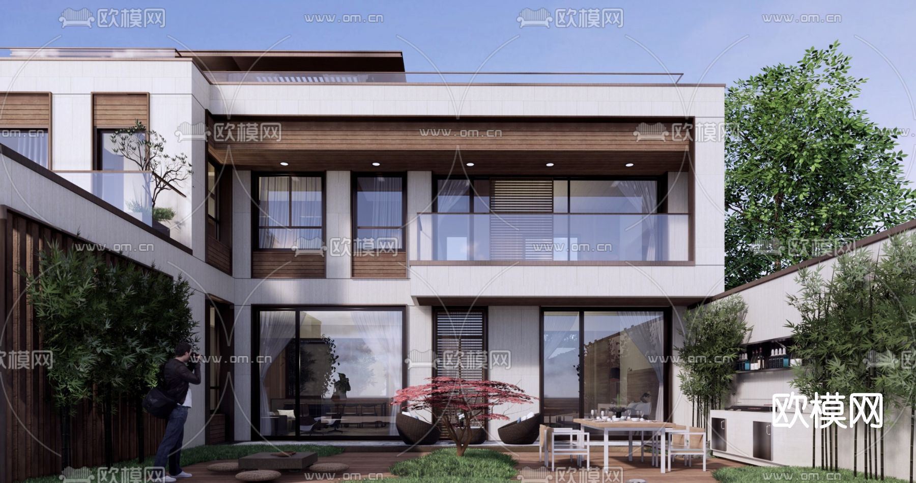 现代别墅外观su模型下载（渲染图2）