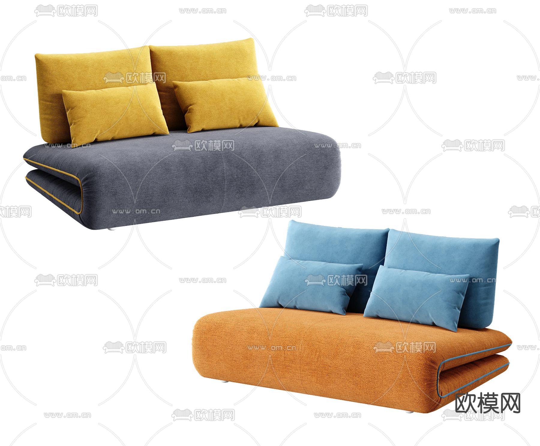 双人沙发 休闲沙发3d模型下载（渲染图1）