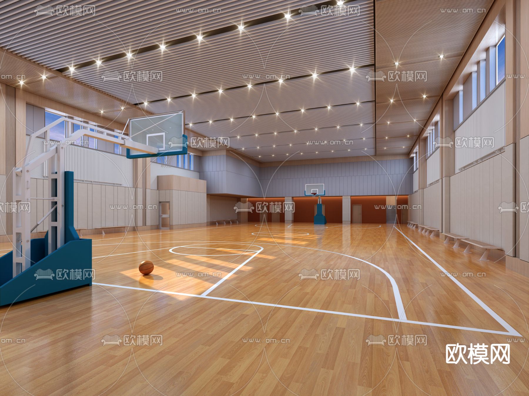 现代室内篮球场体育馆3d模型下载