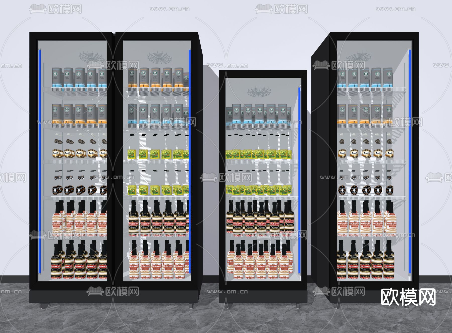现代冰柜冷饮柜su模型下载（渲染图2）