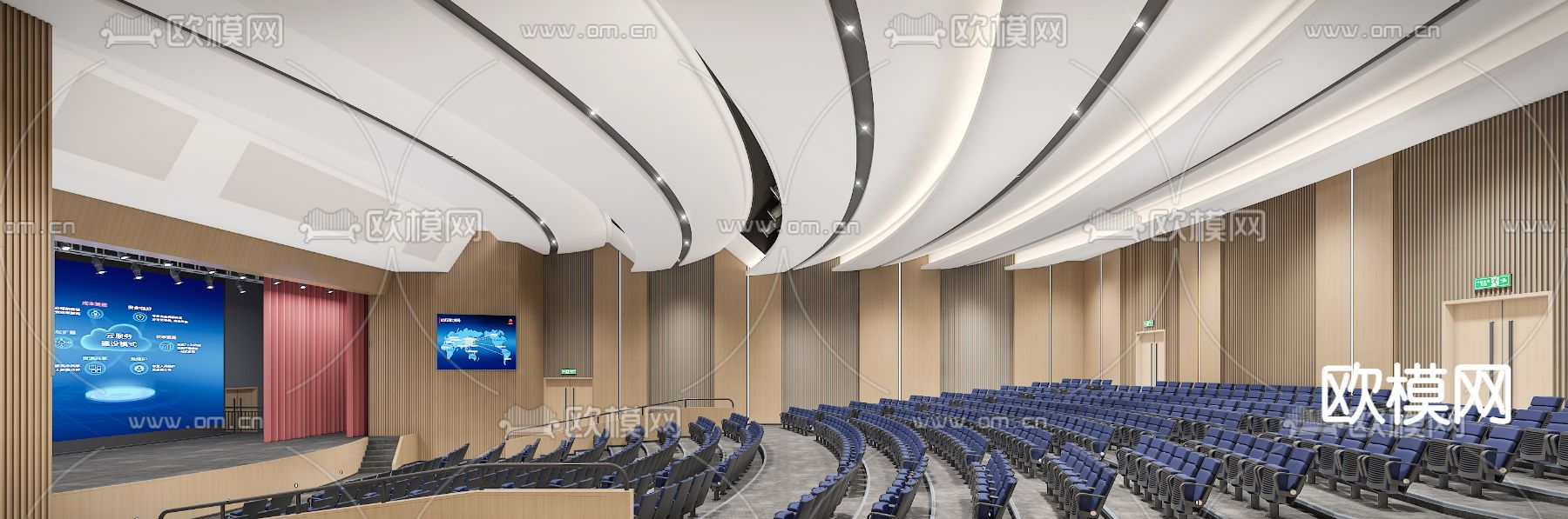 现代大型会议酒店报告厅3d模型