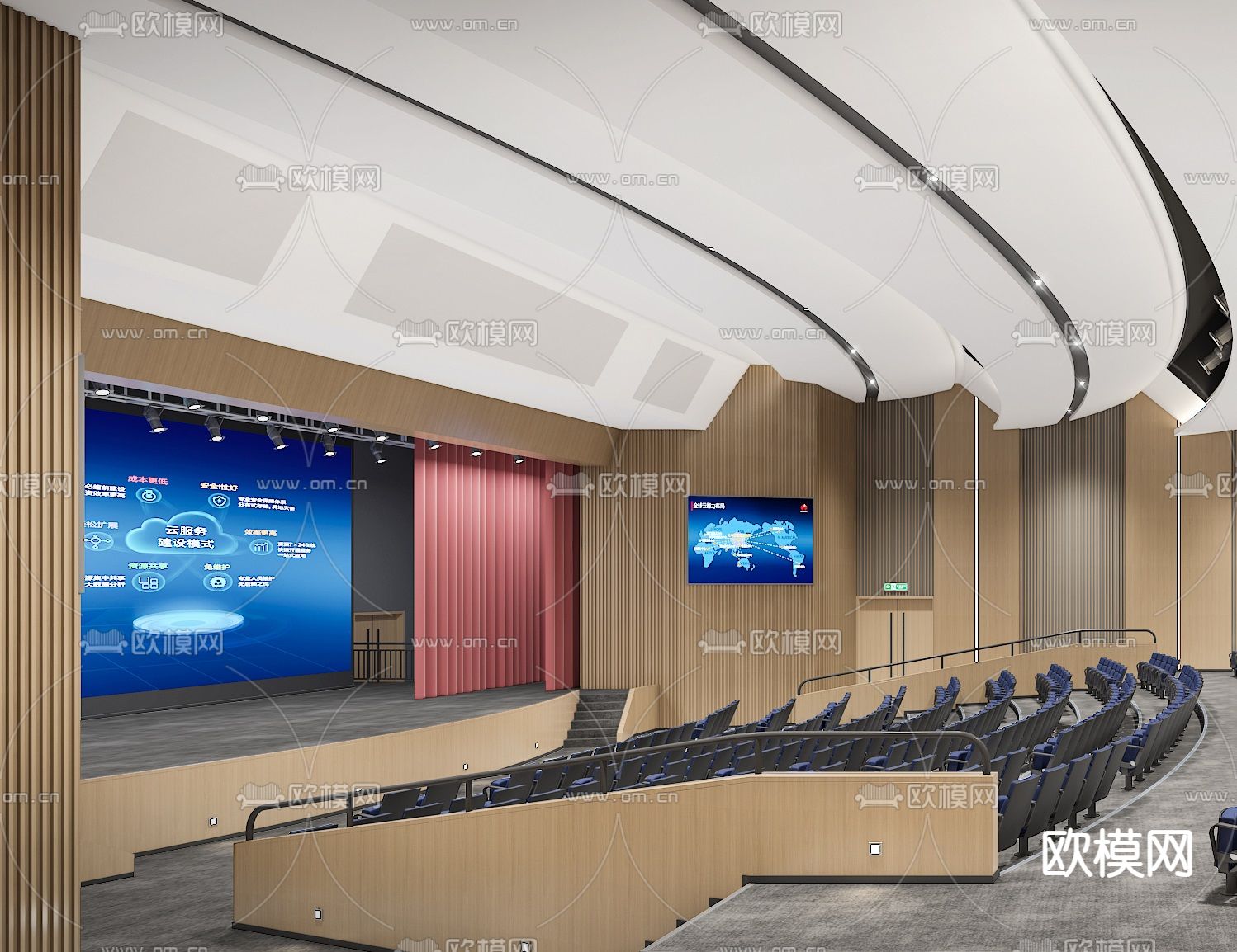 现代大型会议酒店报告厅3d模型