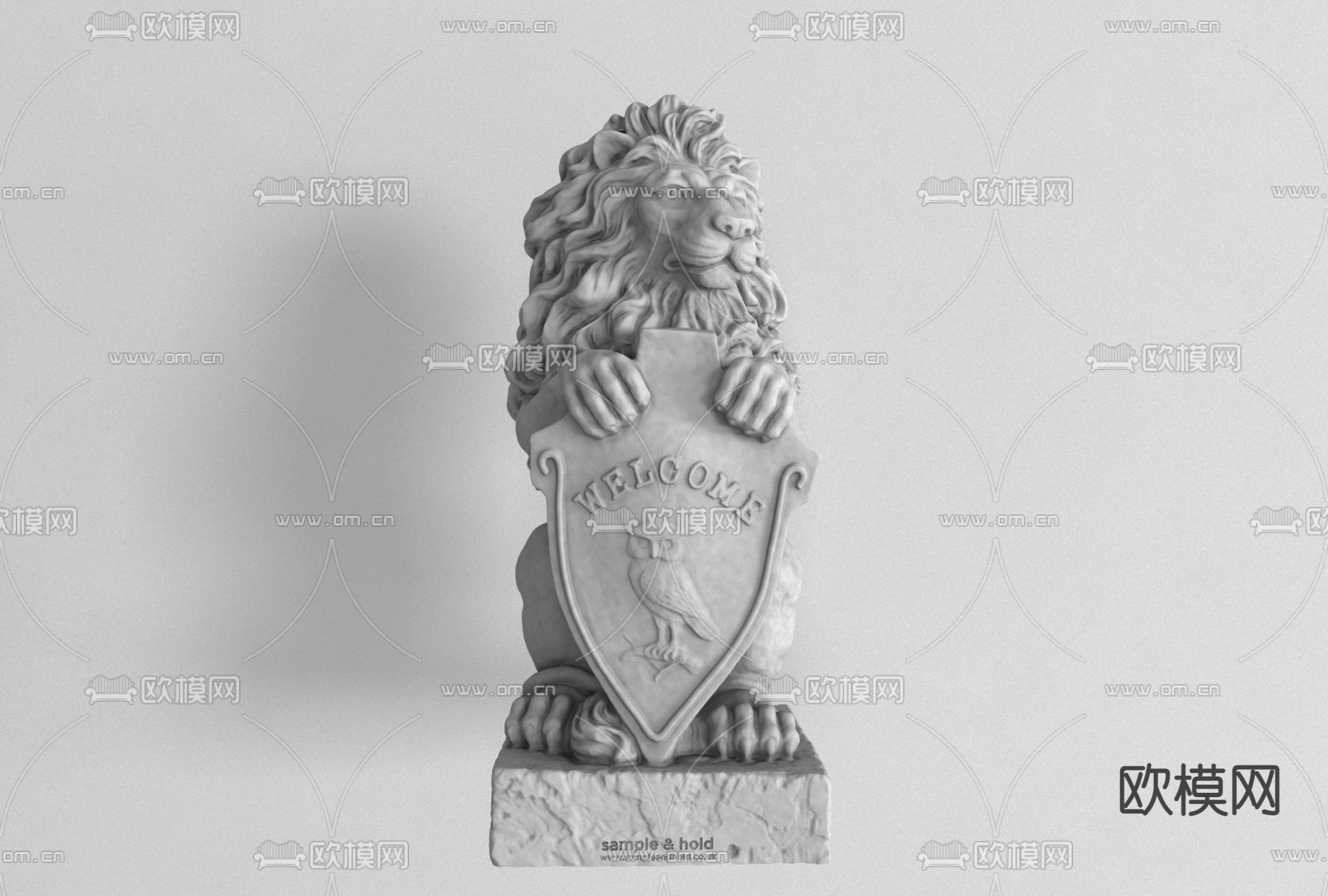 现代石膏狮子雕塑免费3d模型下载