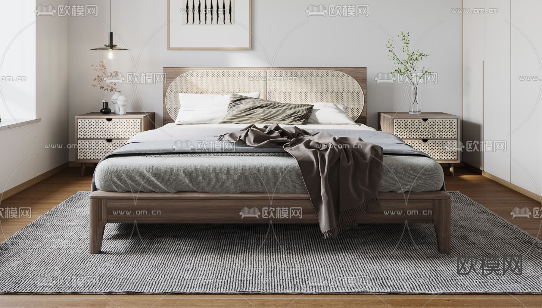 现代卧室免费3d模型下载（渲染图2）