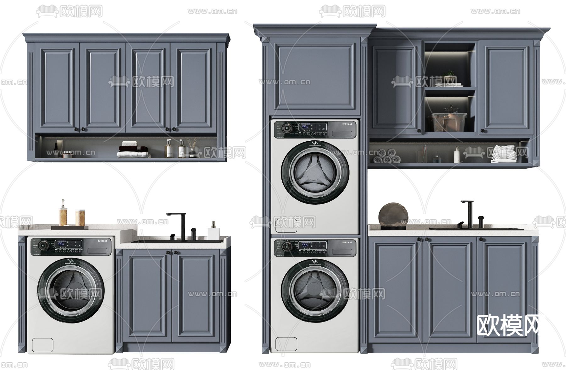美式实木浴室柜洗衣柜3d模型下载