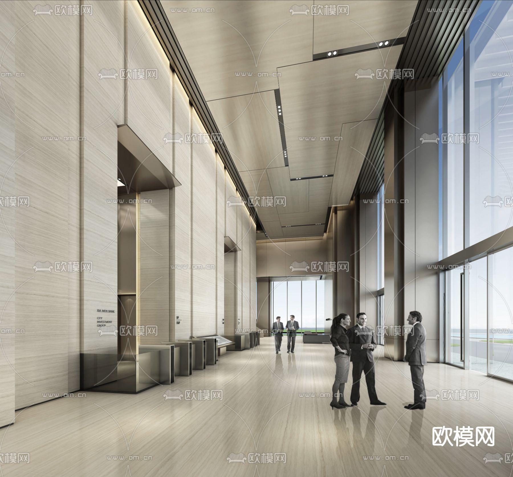 现代办公楼大堂3d模型下载（渲染图5）