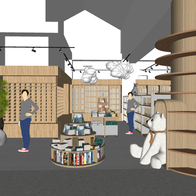  现代书店su模型 