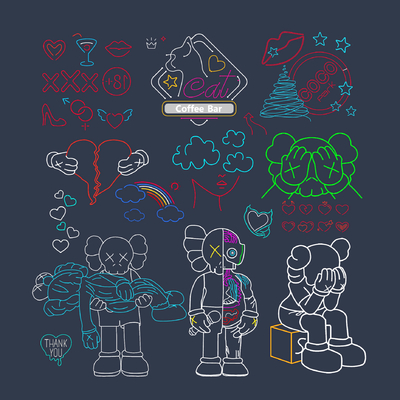  现代霓虹灯su模型 