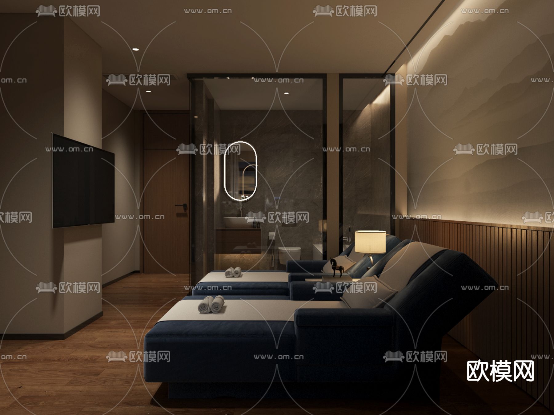现代沐足阁足浴包房3d模型