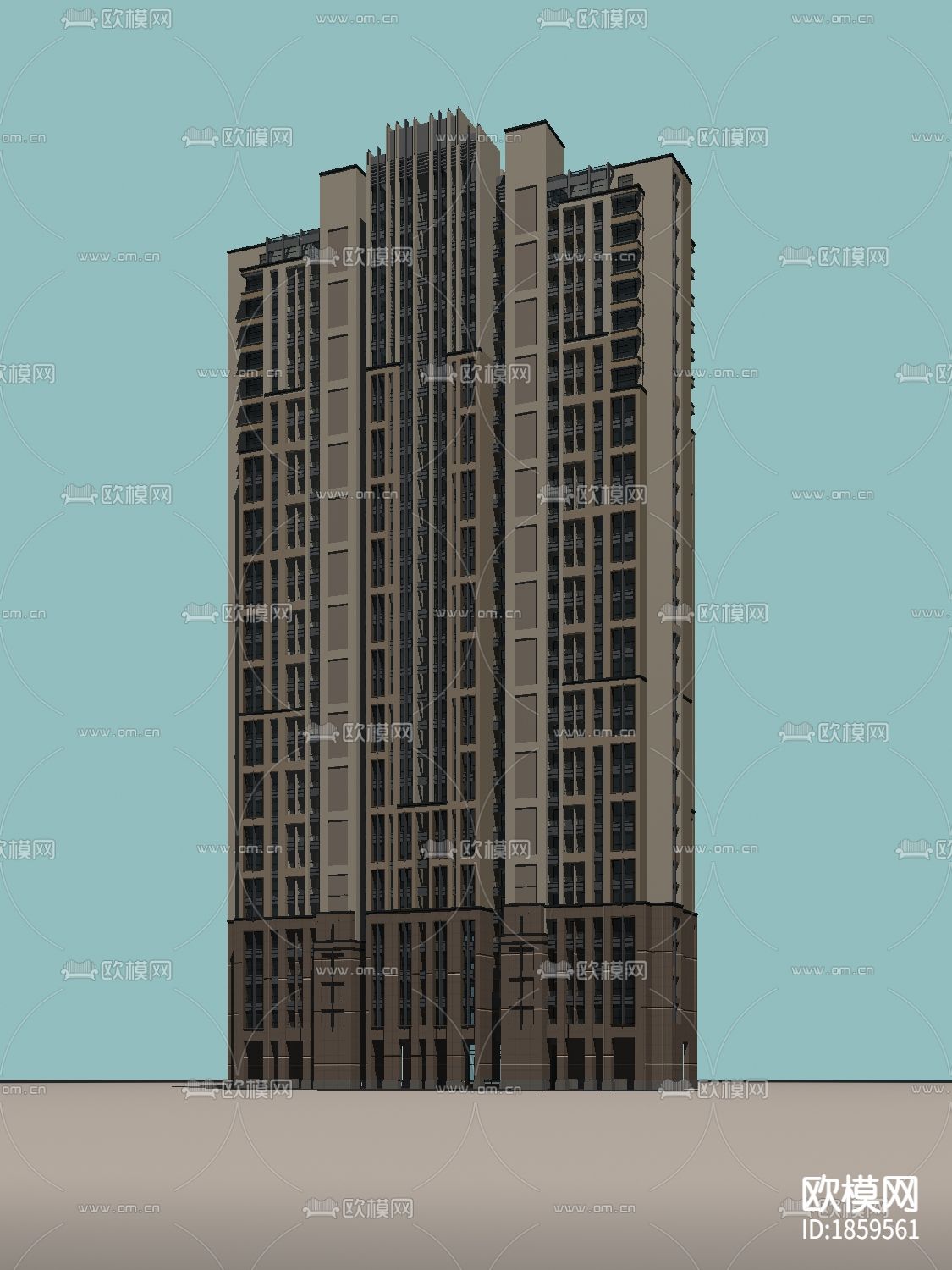 华润置地住宅楼CAD施工图下载（渲染图3）