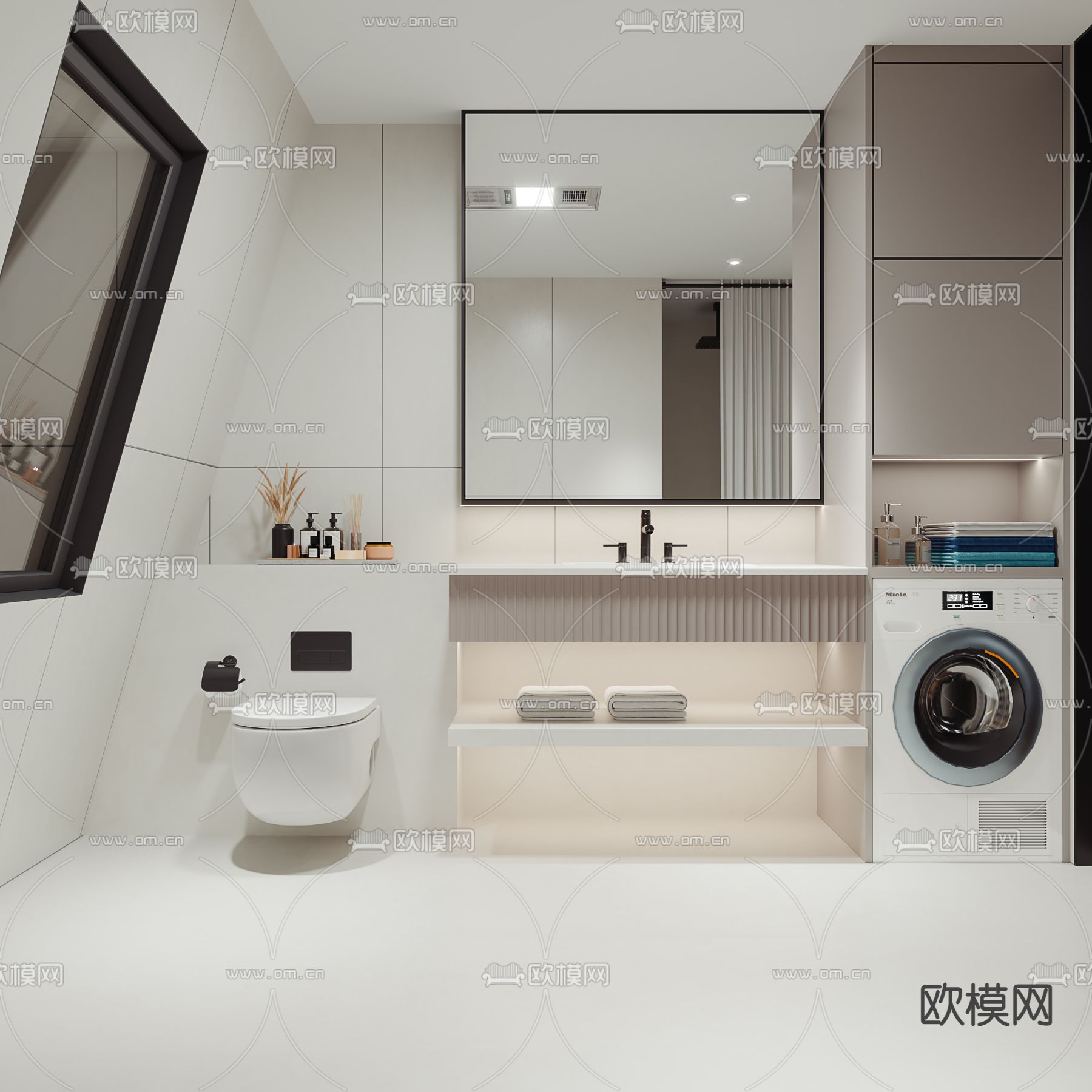 现代卫生间浴室免费3d模型下载_ID11712583_3dmax免费模型-欧模网