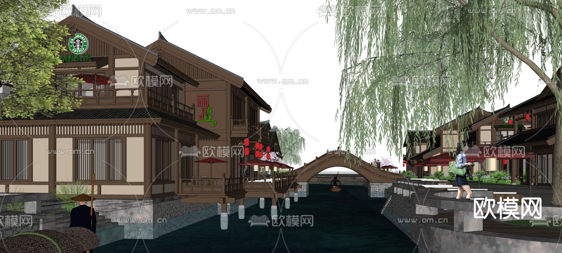 中式商业街su模型下载（渲染图4）