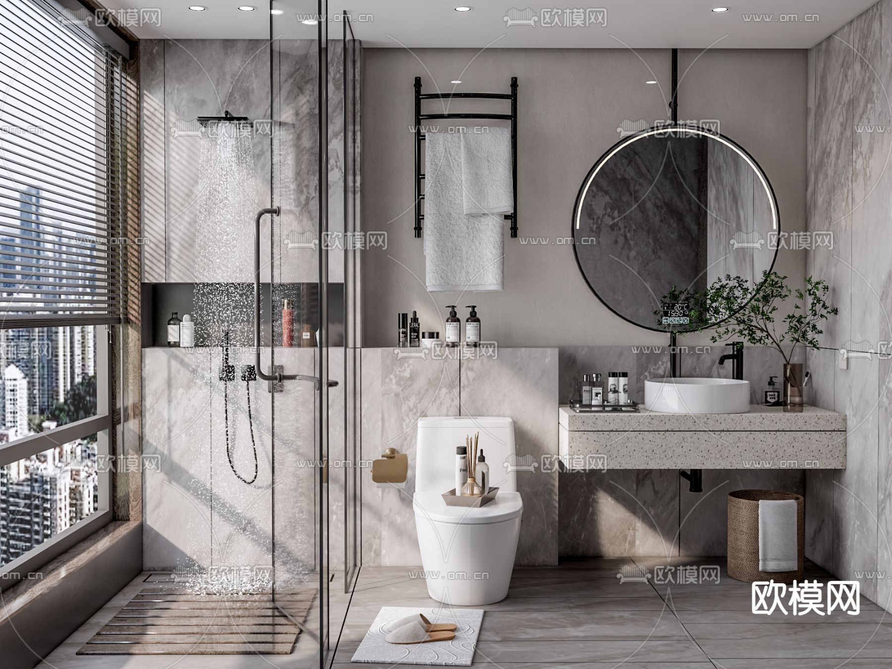 现代卫生间su模型下载（渲染图1）