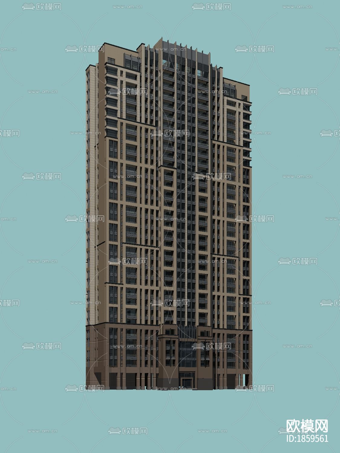 华润置地住宅楼CAD施工图下载（渲染图2）