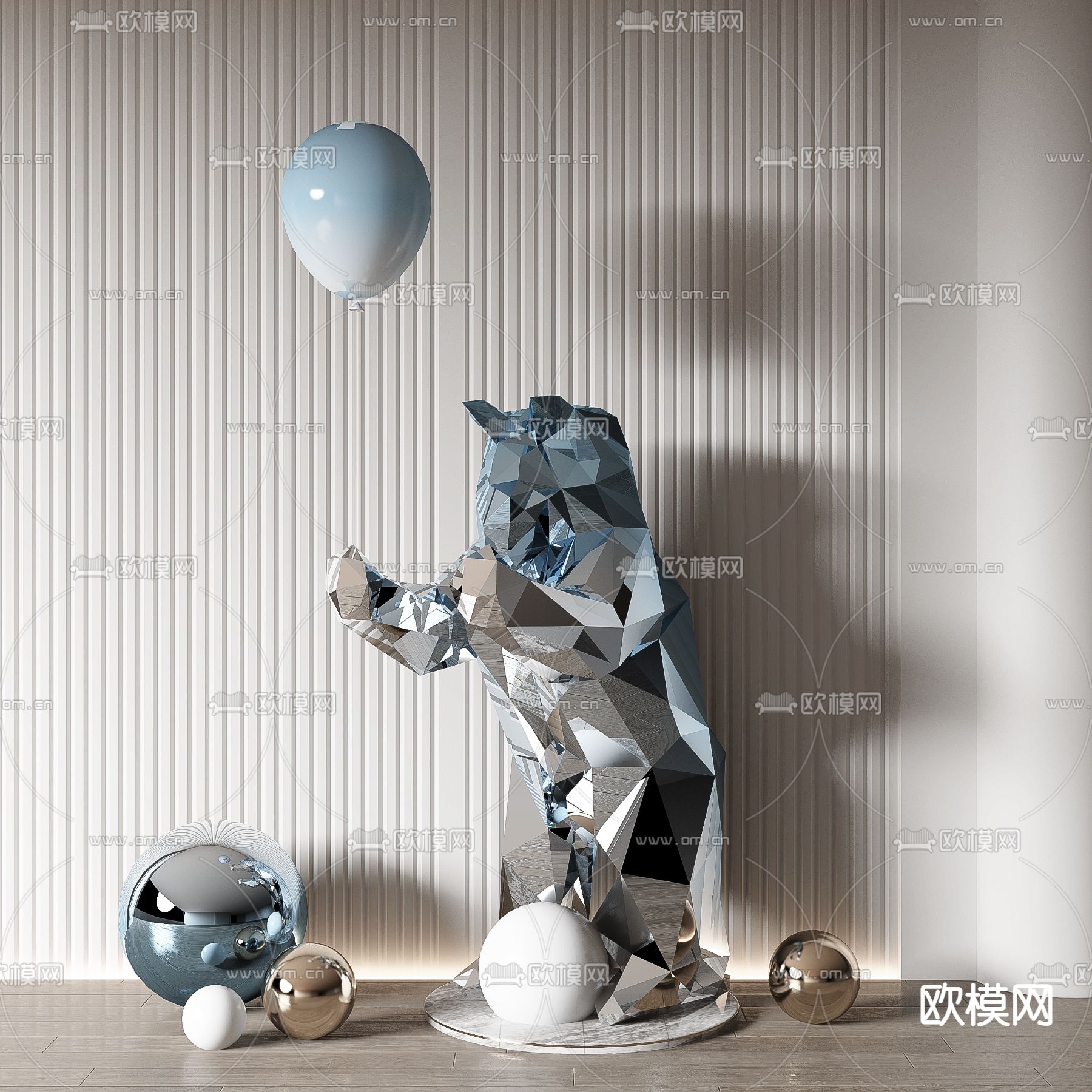 现代雕塑摆件3d模型