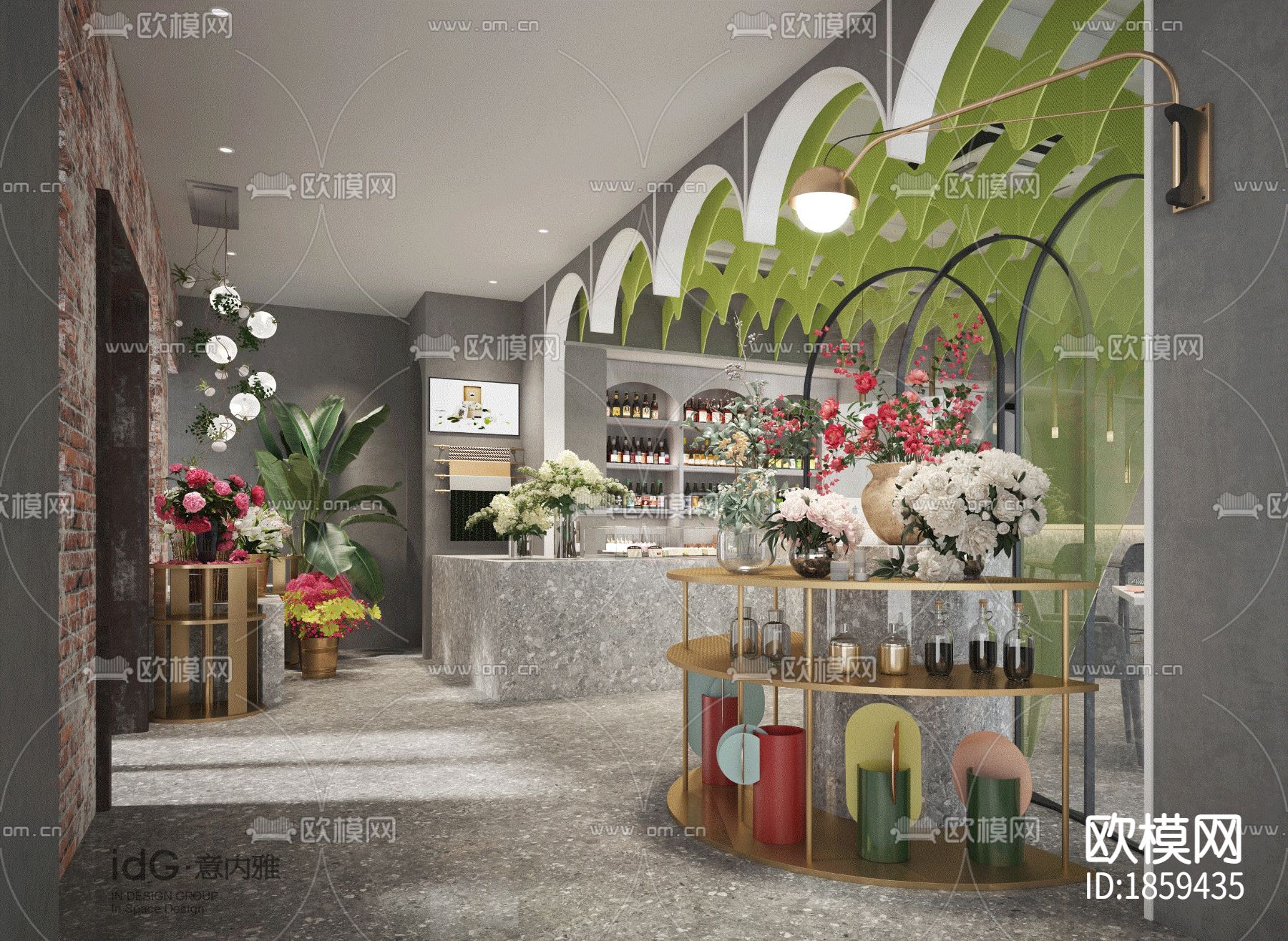 现代主题花园餐厅CAD施工图下载（渲染图1）