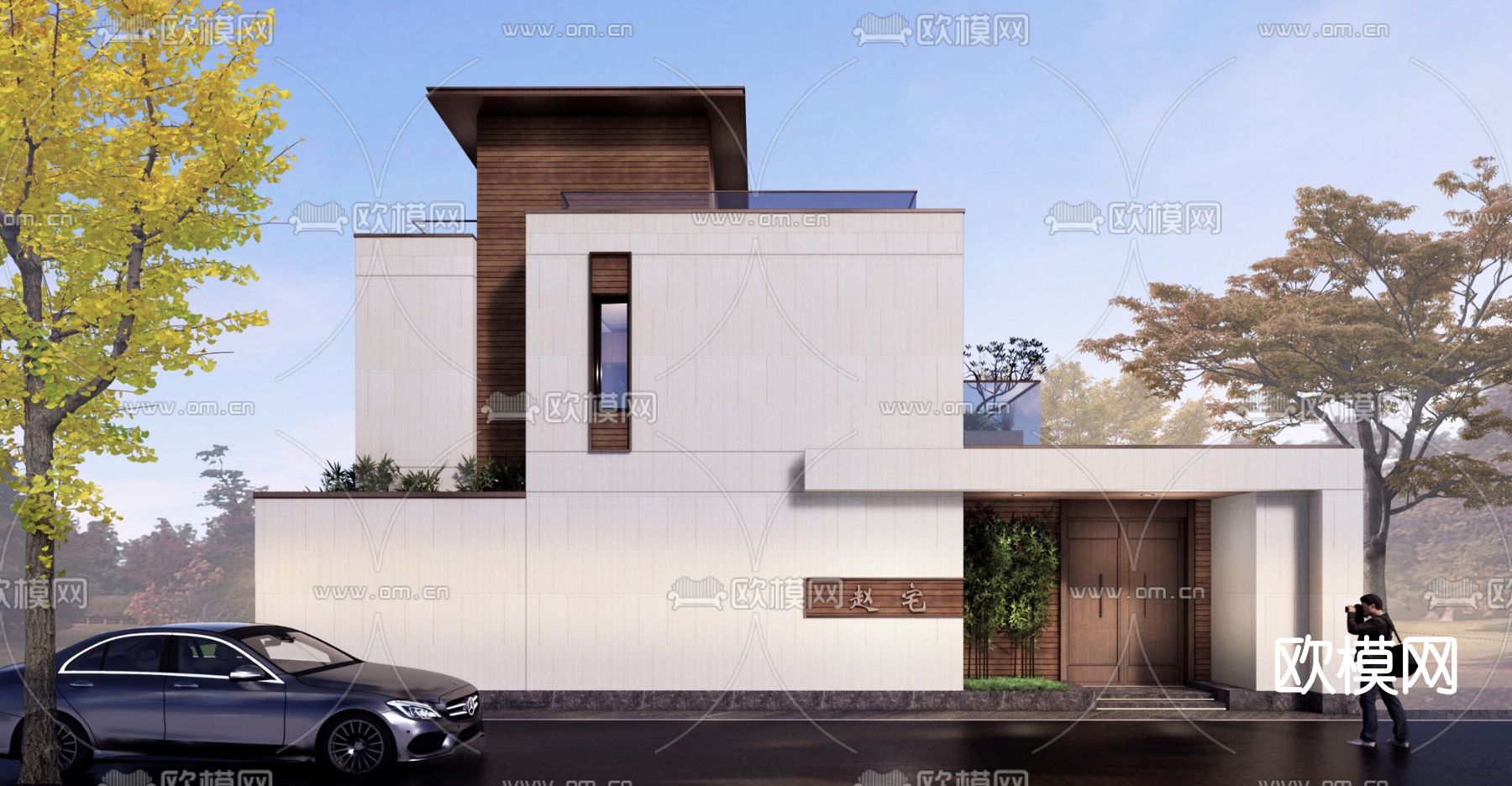 现代别墅外观su模型下载（渲染图1）