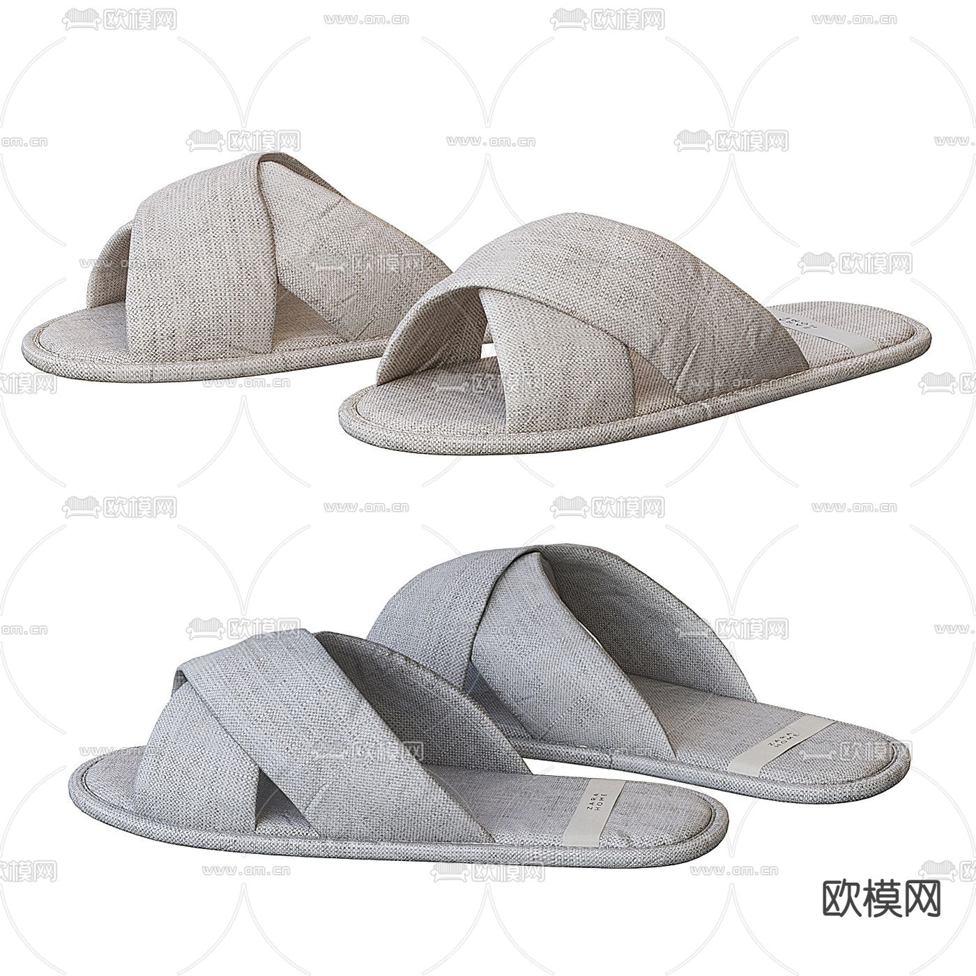 现代布艺拖鞋3d模型