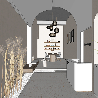  现代美容会所SPA接待区su模型 