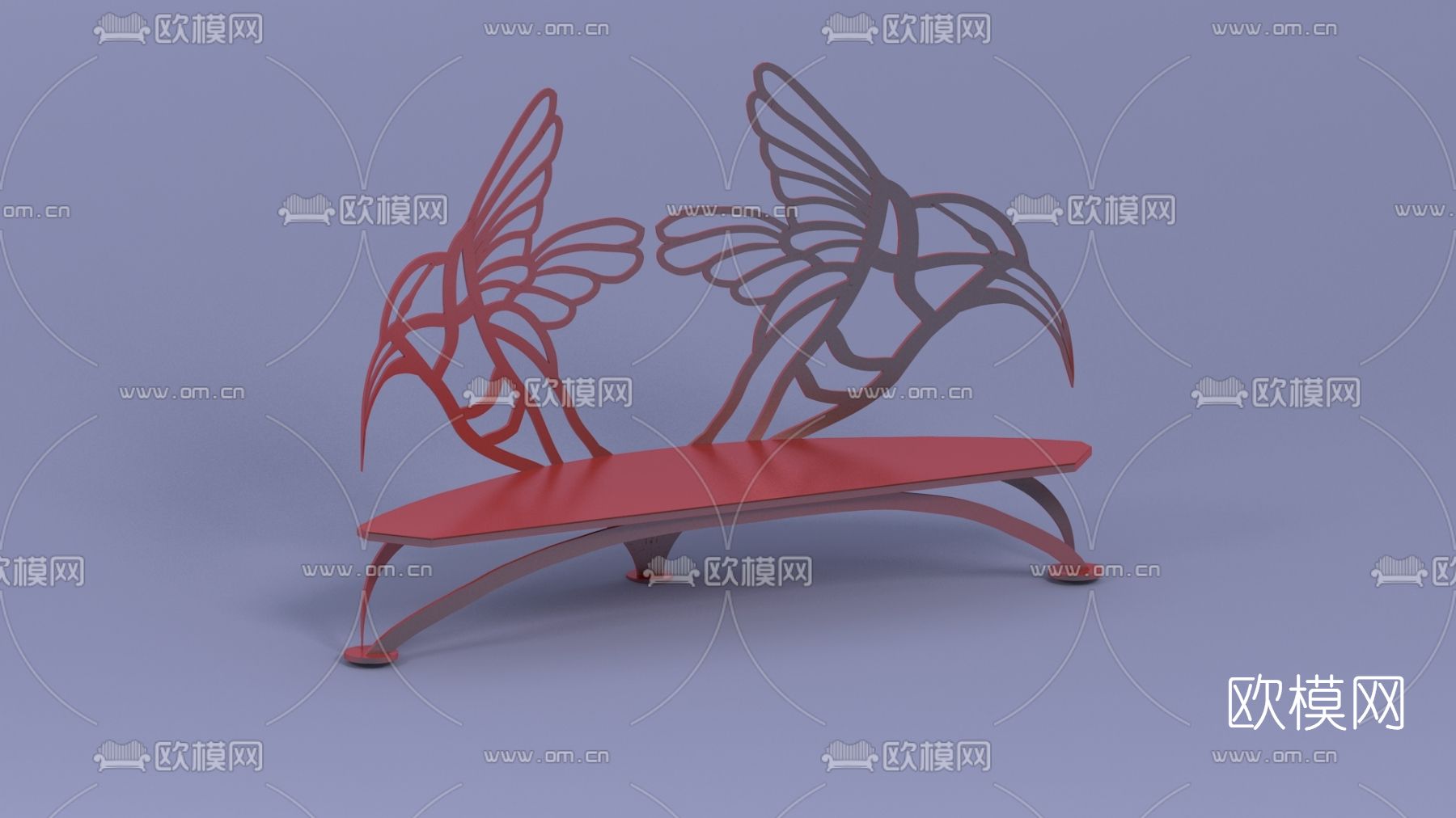 现代创意户外长椅免费3d模型下载