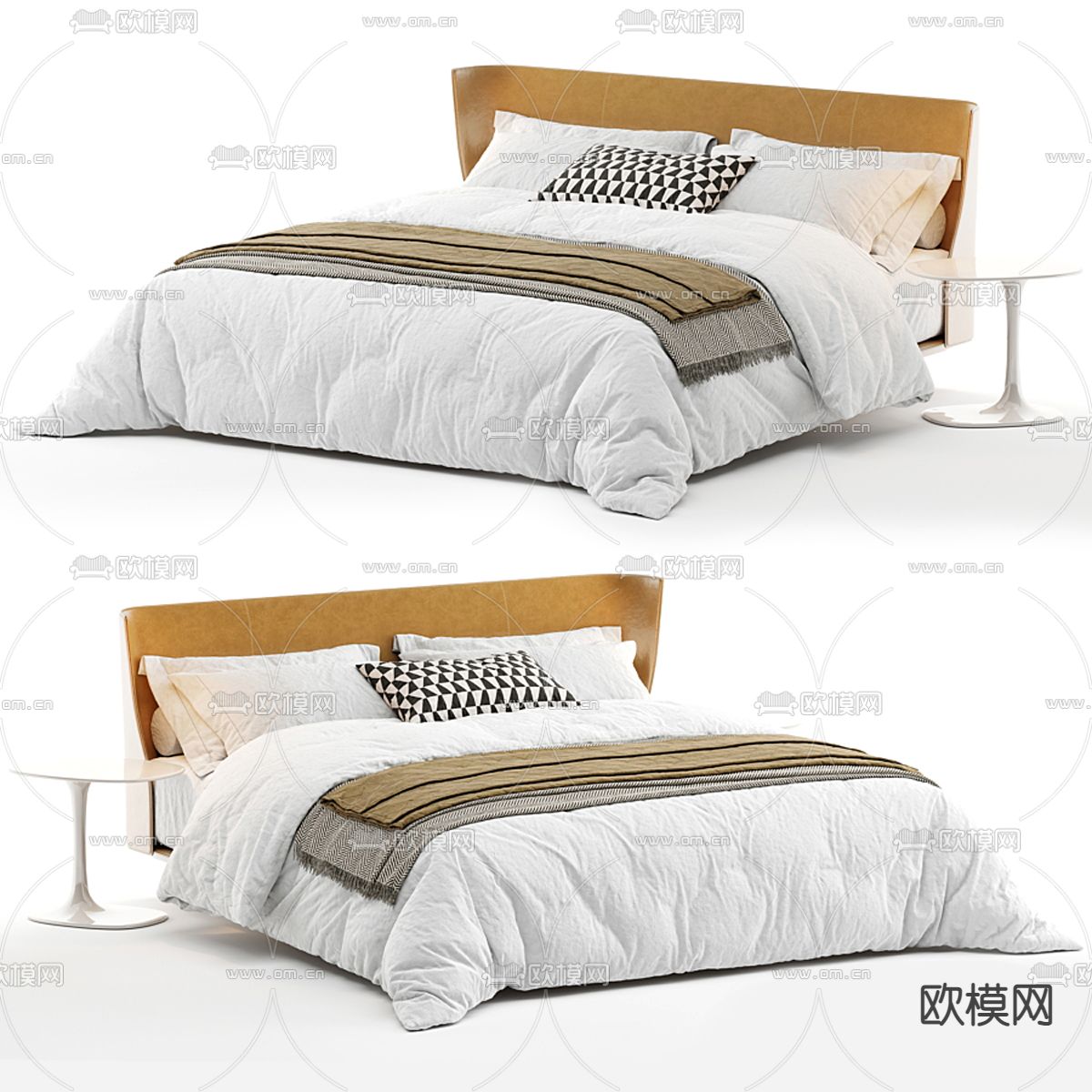 B&B Italia 现代皮革双人床3d模型