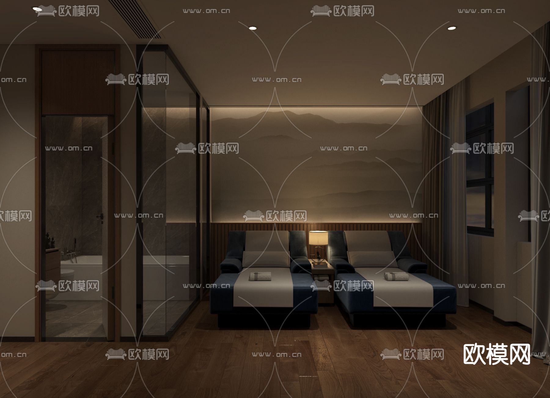 现代沐足阁足浴包房3d模型