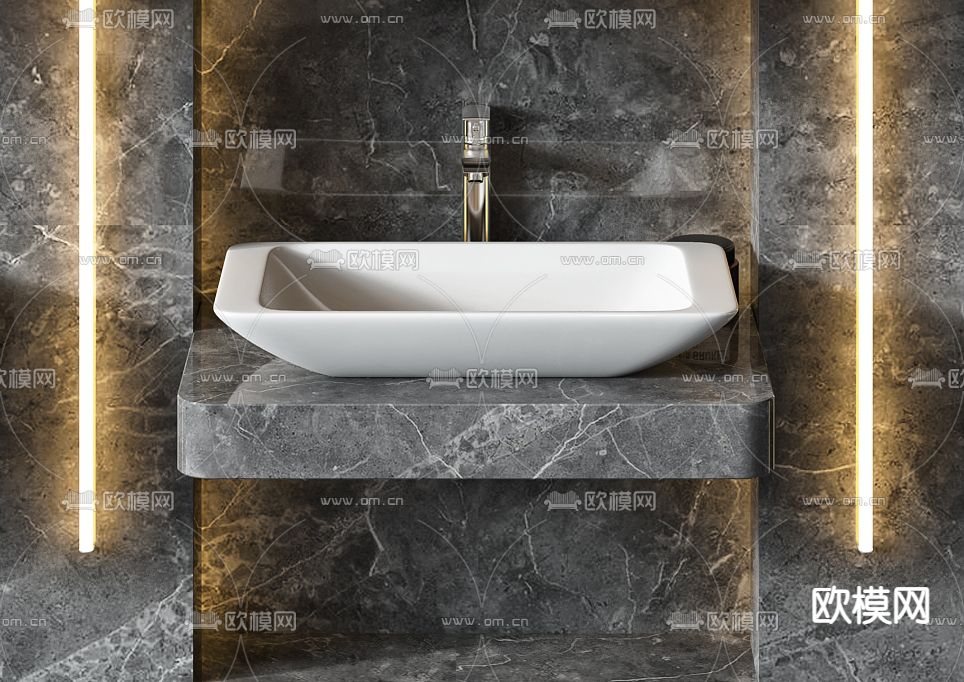 现代洗手盆台盆3d模型