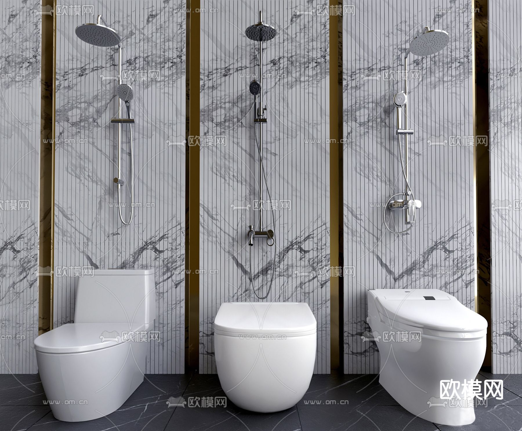 现代马桶花洒su模型下载