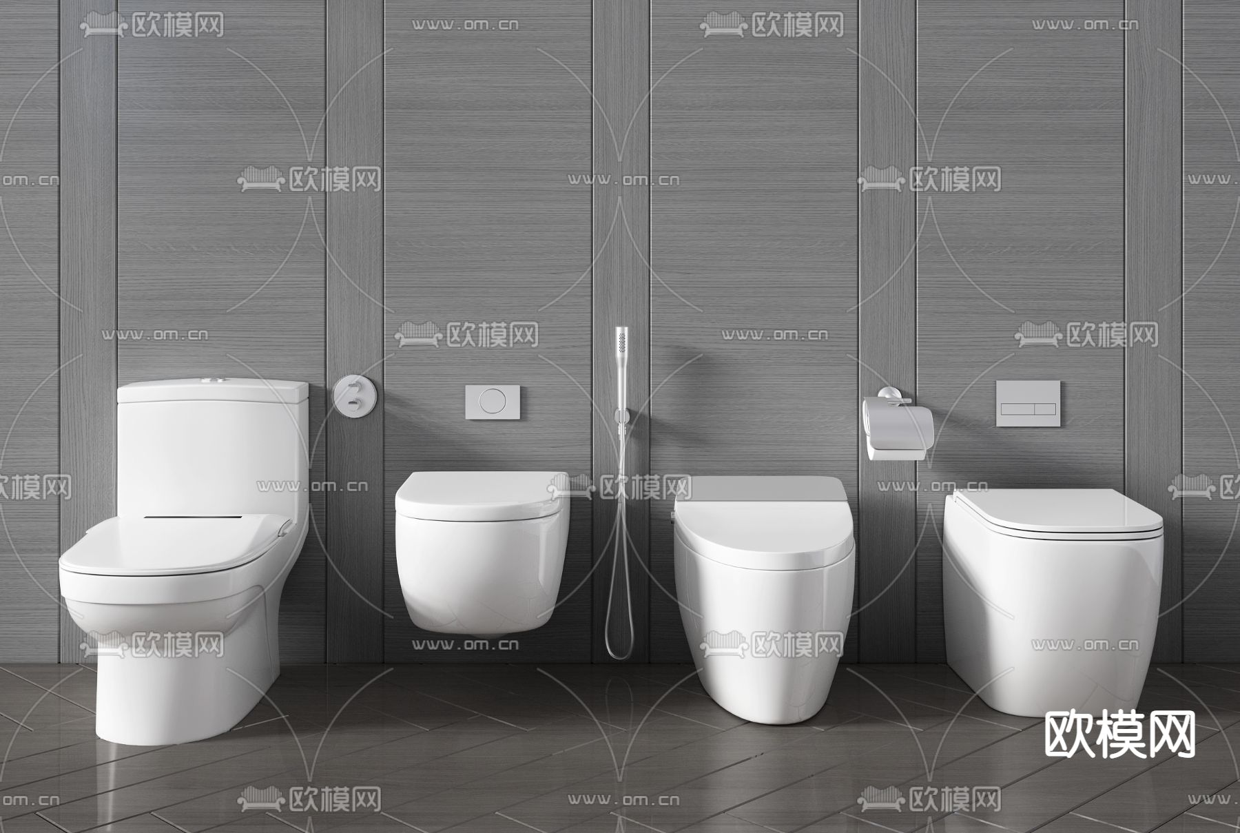 现代马桶坐便器3d模型下载