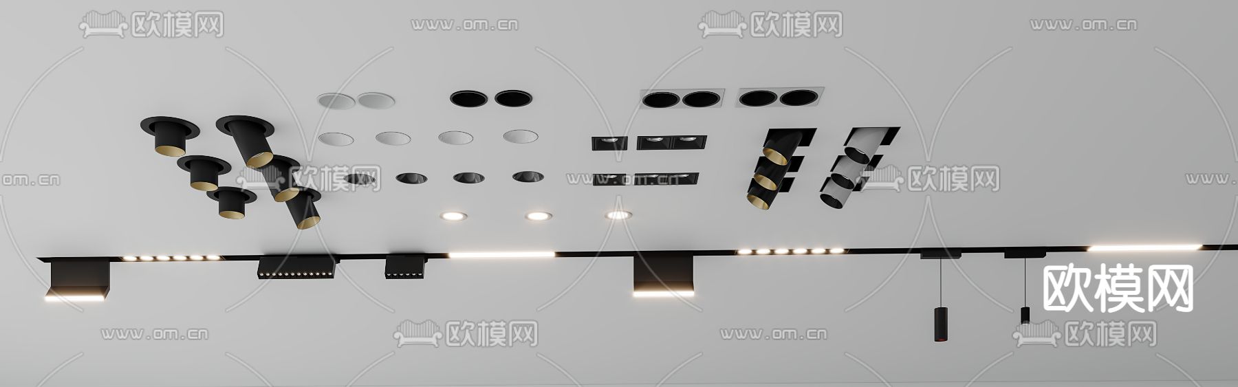 现代深孔射灯磁吸灯3d模型