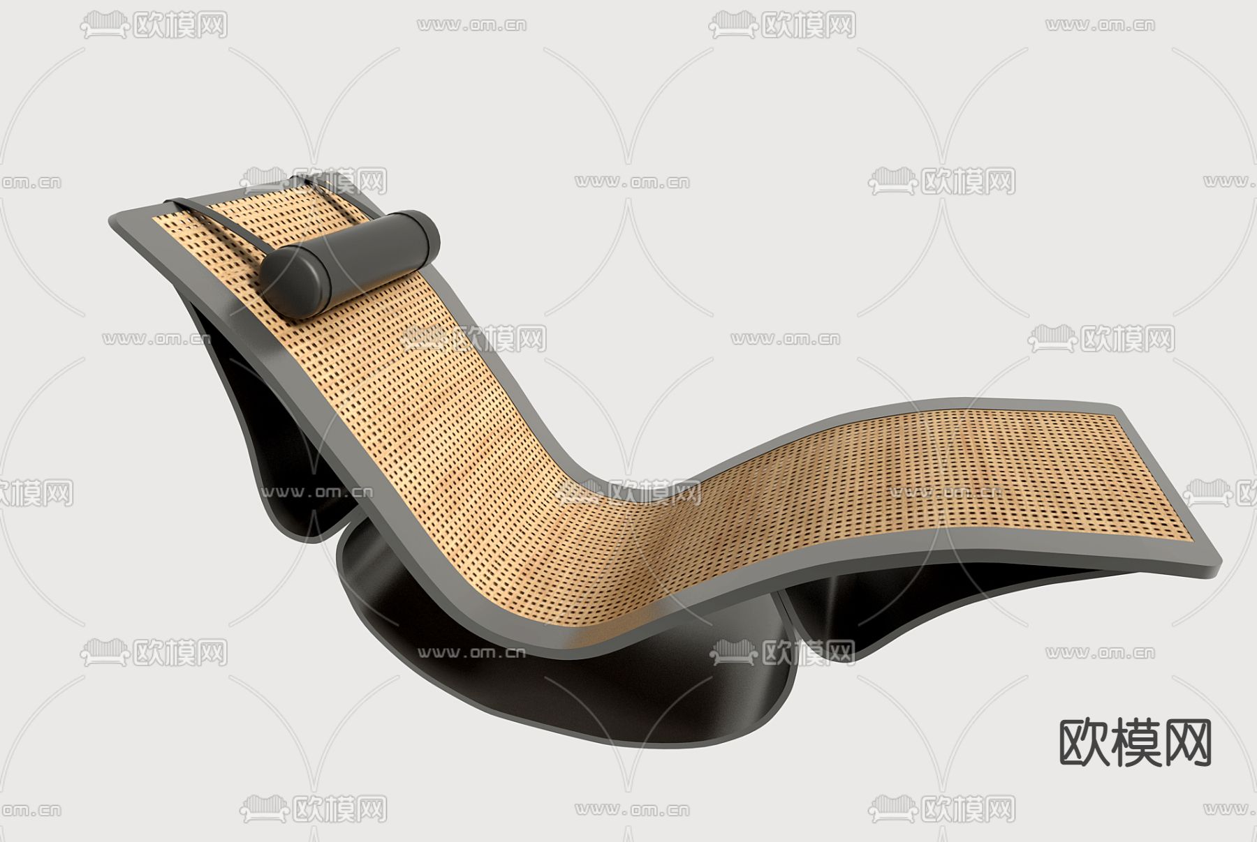 侘寂藤编躺椅3d模型下载（渲染图2）