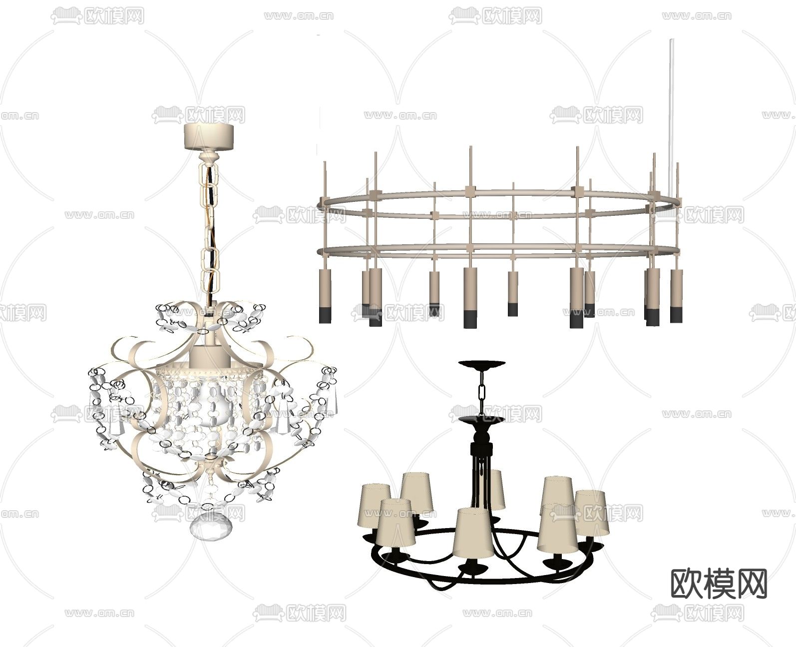 欧式装饰吊灯su模型下载（渲染图2）