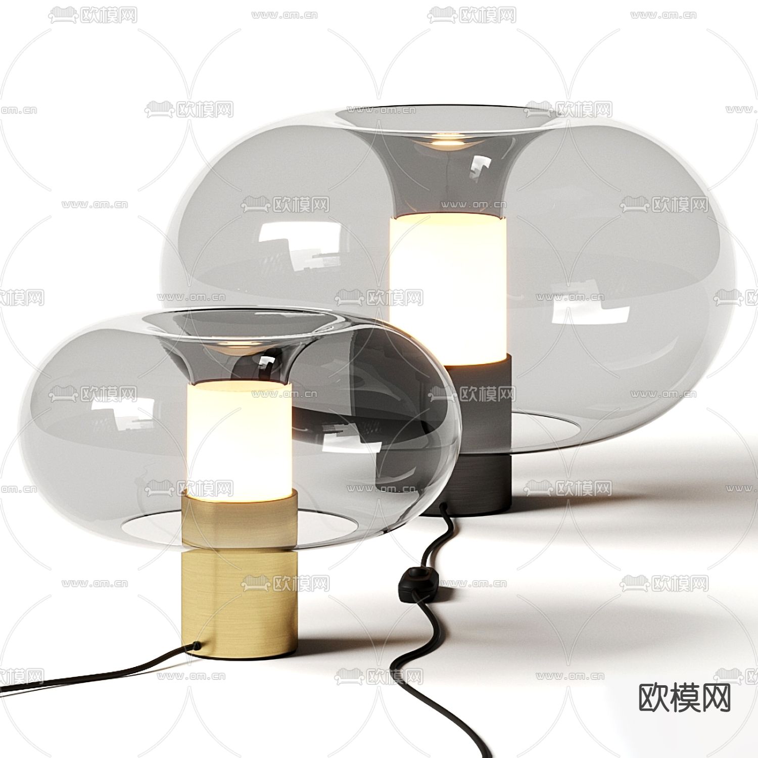现代圆形玻璃台灯3d模型