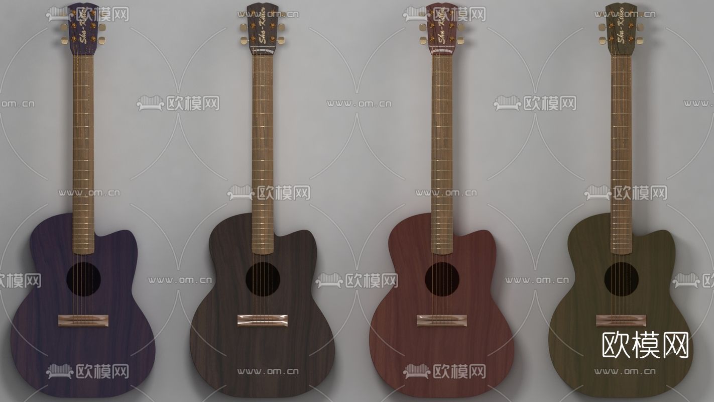现代吉他免费3d模型下载