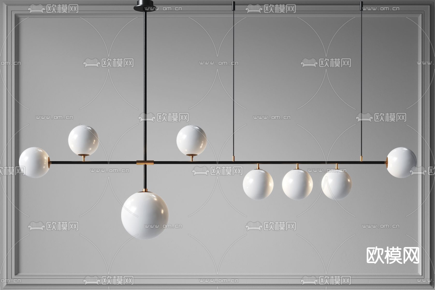 现代球形吊灯3d模型下载_ID11715082_3dmax免费模型-欧模网