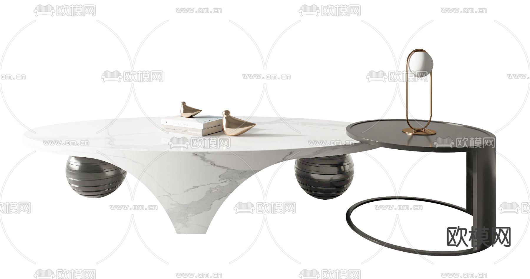现代大理石茶几3d模型