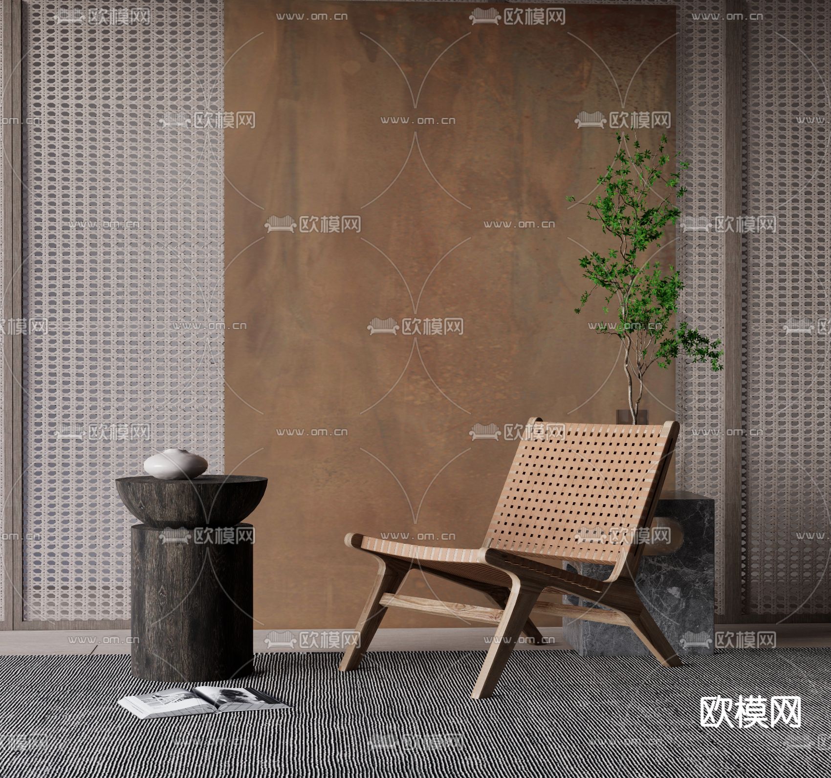 侘寂休闲椅su模型