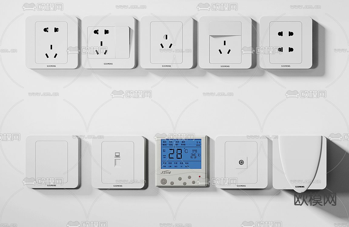 现代插座开关3d模型下载（渲染图2）
