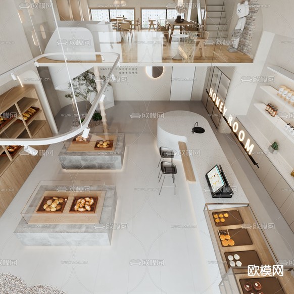侘寂风面包蛋糕店3d模型下载(渲染图2)