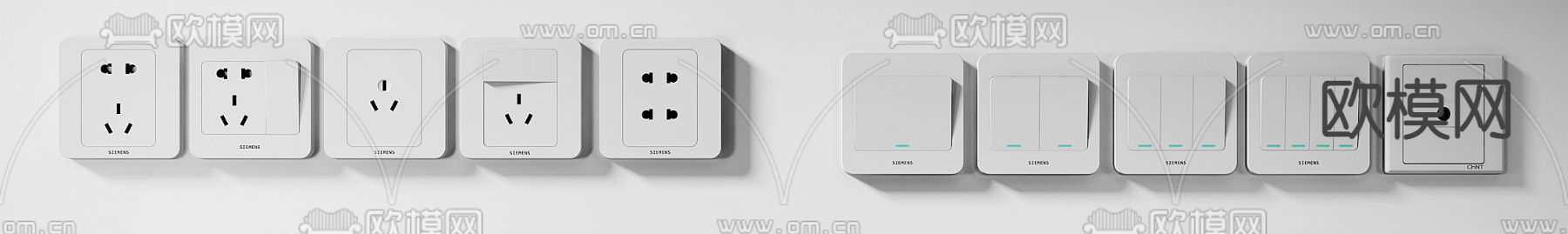 现代插座开关3d模型下载（渲染图3）