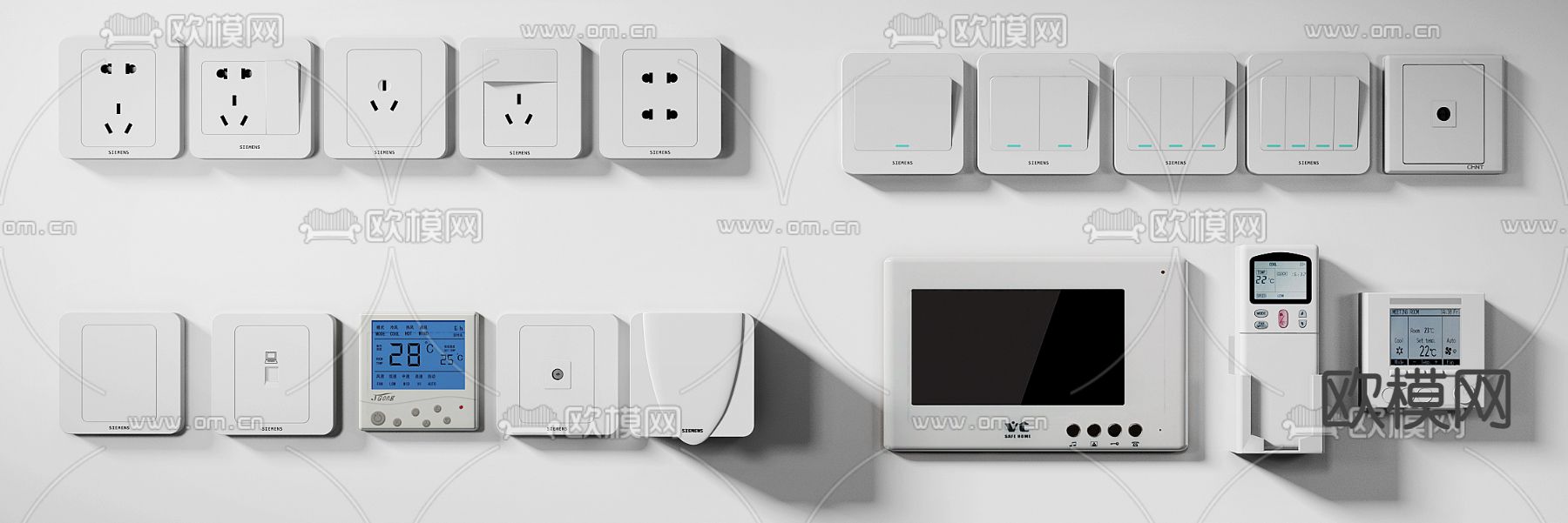 现代插座开关3d模型下载（渲染图1）