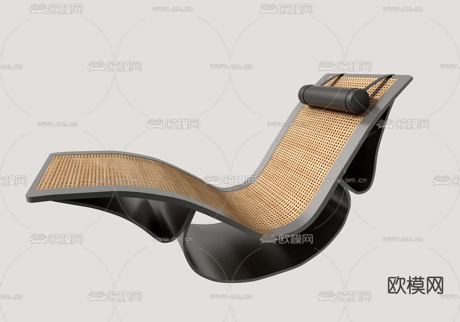 侘寂藤编躺椅3d模型下载（渲染图1）