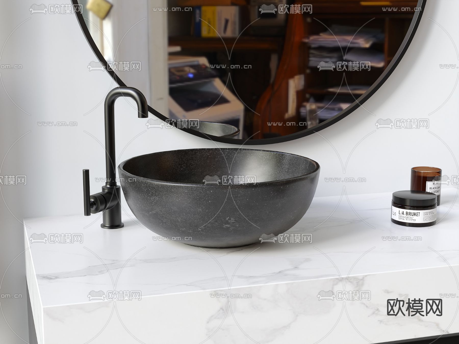 现代浴室柜洗手台浴缸3d模型下载（渲染图3）