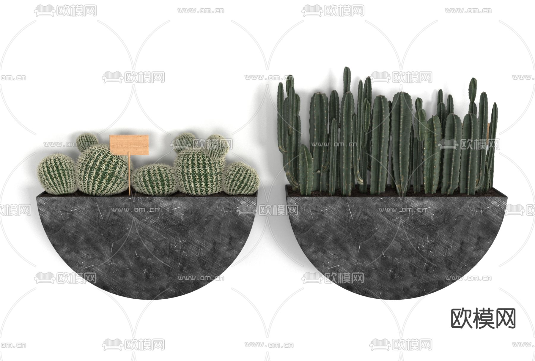 现代绿植壁挂盆栽免费3d模型下载