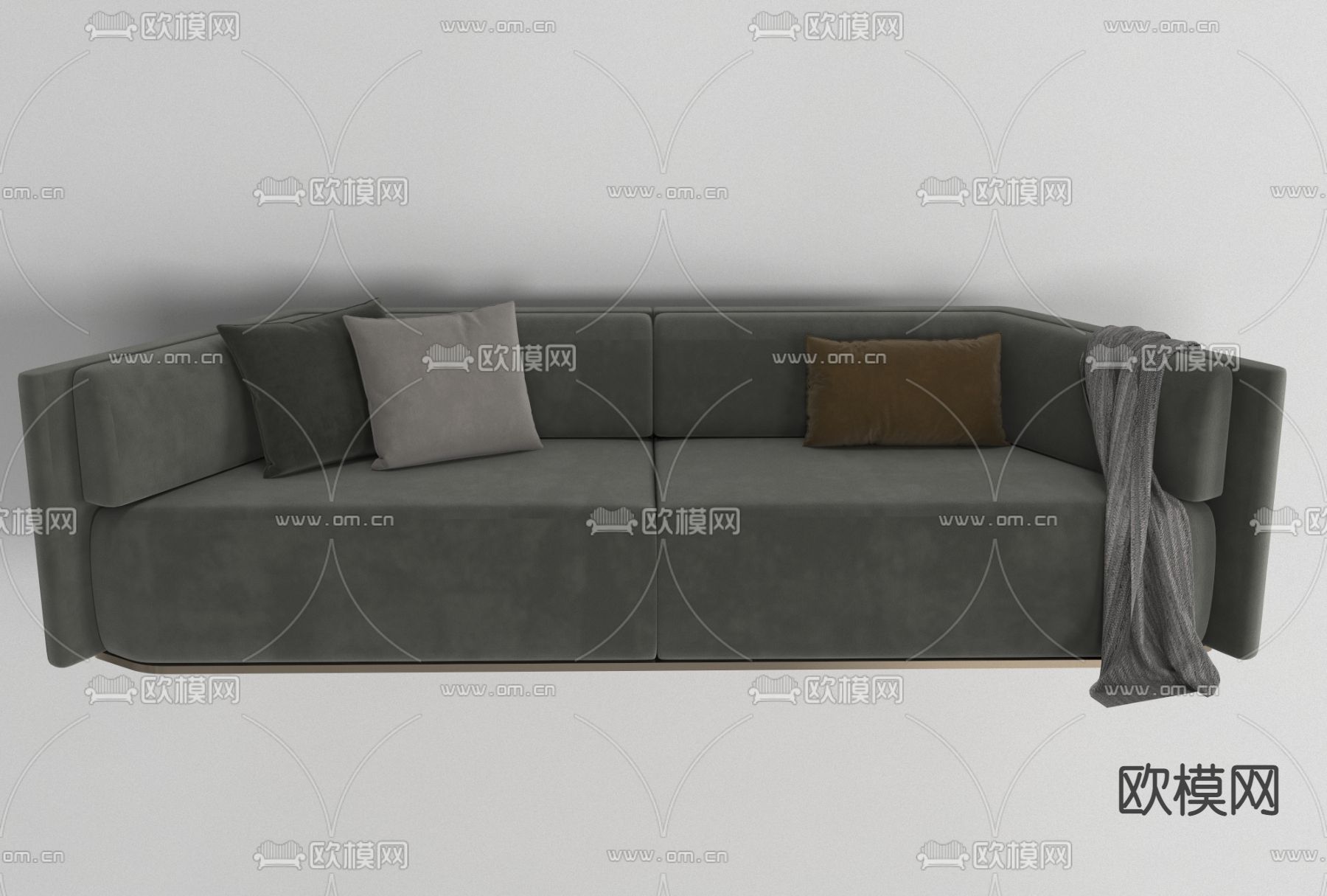 现代布艺双人沙发免费3d模型下载